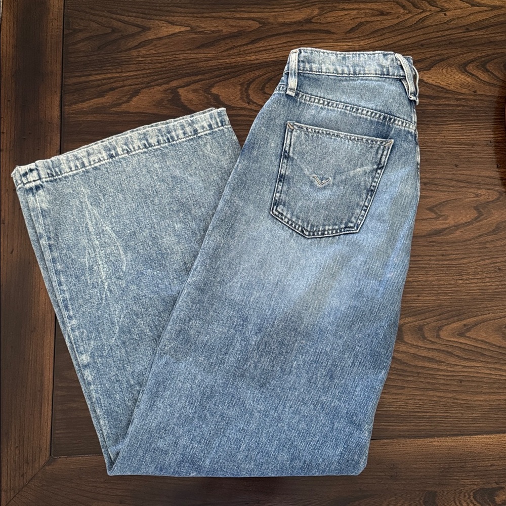 Hudson High Waist Wide Leg Blue Denim Jeans, Size 28